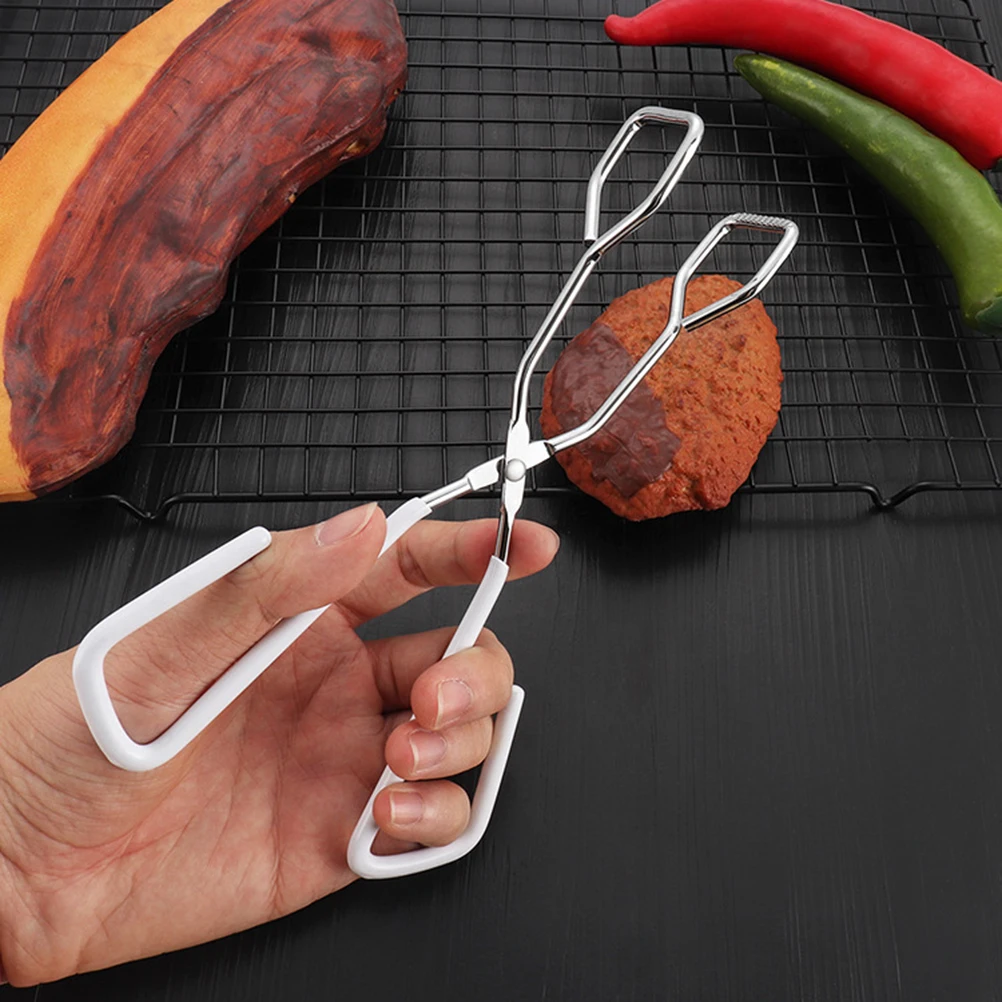 

2Pcs Food Tongs Premium Material Anti-Scald Bread Clips for Indoor Cooking Bbq Grill Holder Kitchen Barbecue Clips Black White