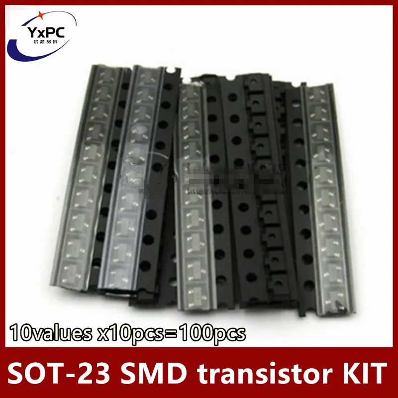 10 valores x10pcs = 100pcs KIT transistor SMD SOT-23 S9013 S9014 S9015 S9018 MMBT3904 MMBT3906 SS8050 SS8550 2N5551 2SC1815