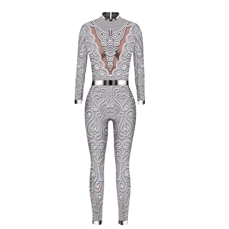 Zentai Frauen sexy schlanke Overall Cosplay Kostüm Halloween Party 3D-Druck Catsuit Bodysuit ausgefallene Kleidung