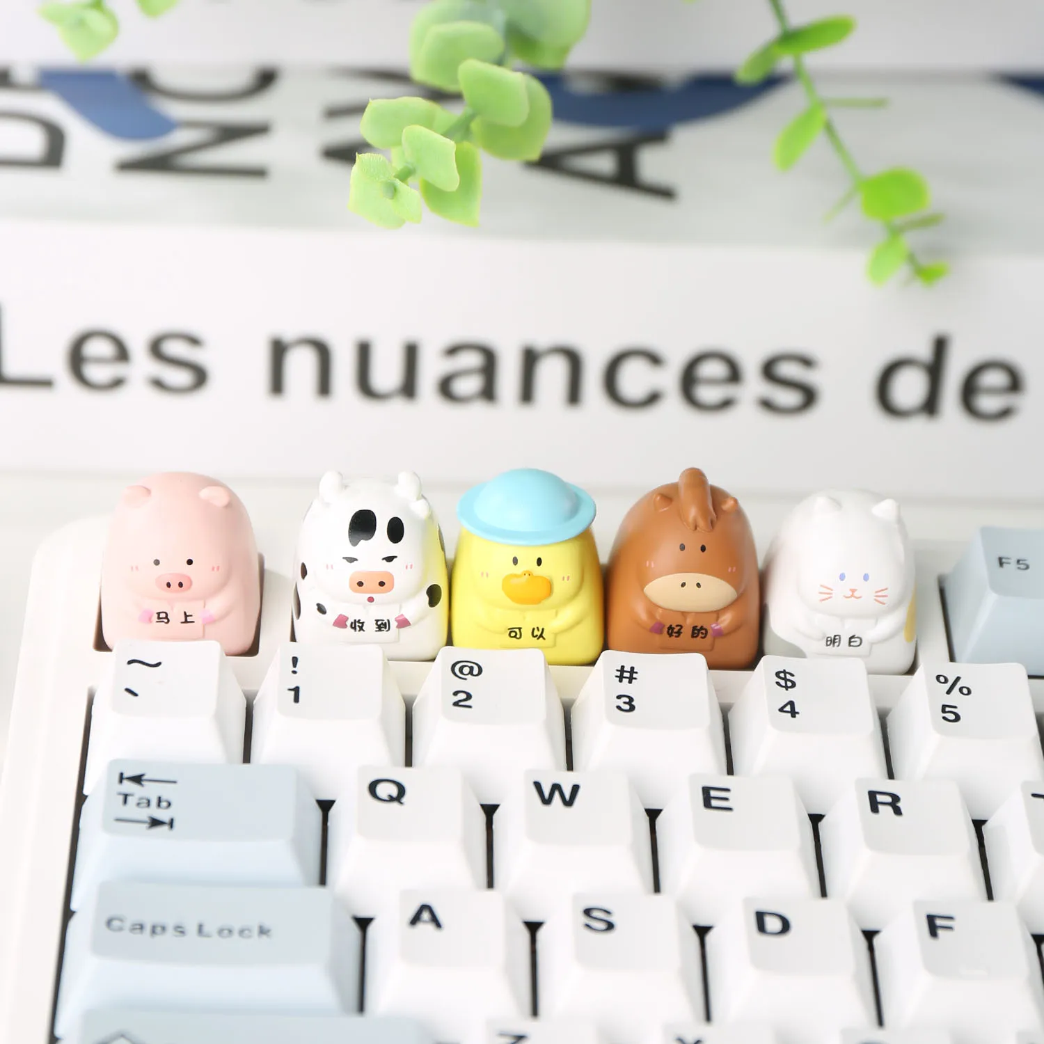 Kawaii Little animals Keycap XDA Profile Cute with Hat Custom Key for Mechanical Keyboard MX Switch Novelty Funny Gift