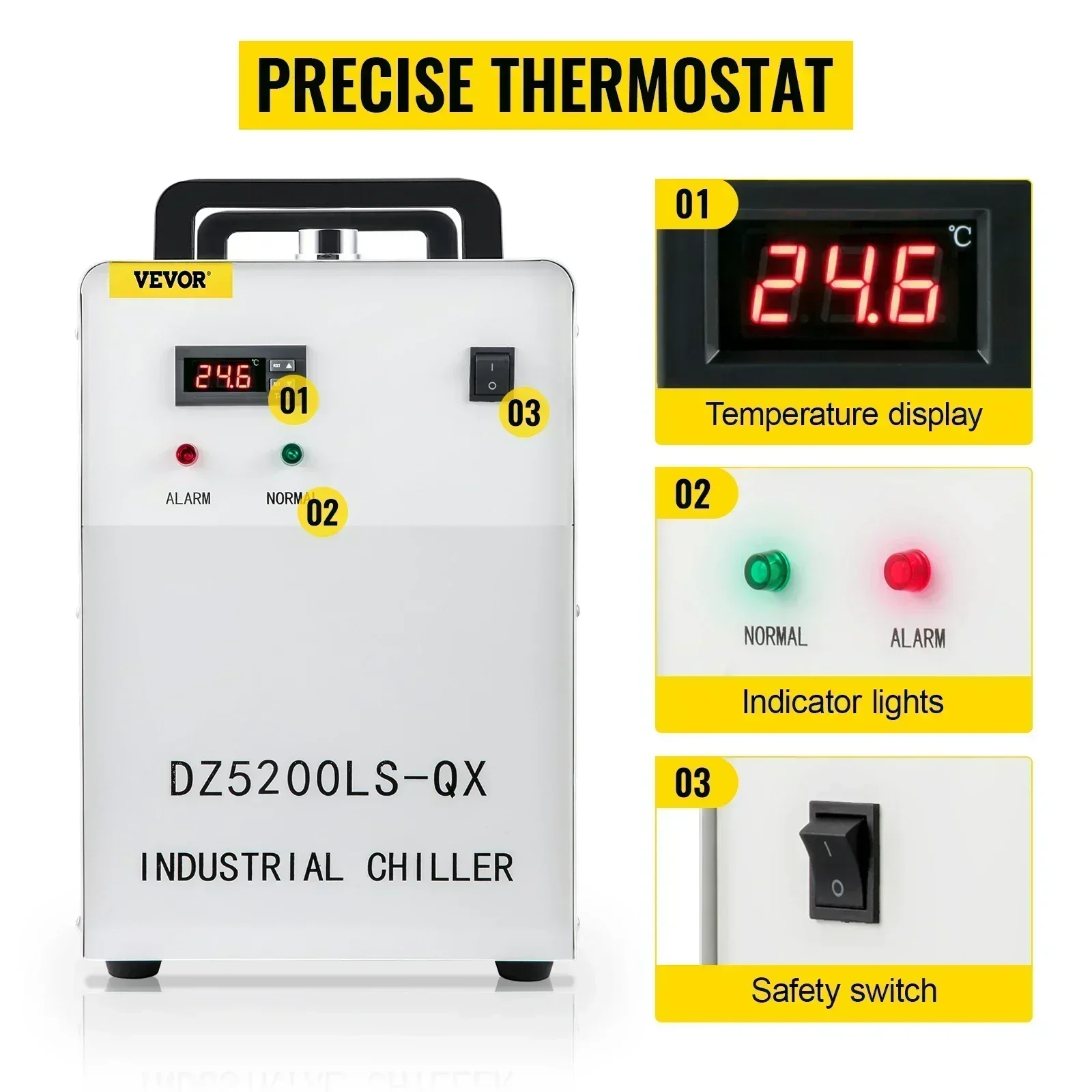 SIHAO Industrial Grade CNC Laser Engraving Machine Water Cooler CO2/Glass Laser Tube Dedicated Chiller for Efficient Cooling