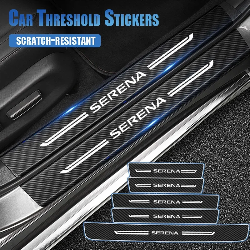 Car Door Sill Strips for Serena Pedal Guards Waterproof Deccals Front and Rear Door Anti Stepping Decorative Stickers for Nissan