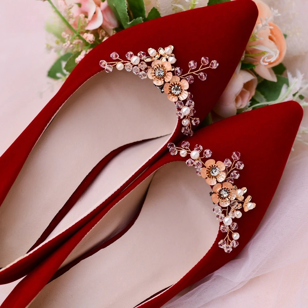 

Handmade Beaded Shoe Clips Elegant Detachable Shoe Flower Accessories for Women High Heels Pumps