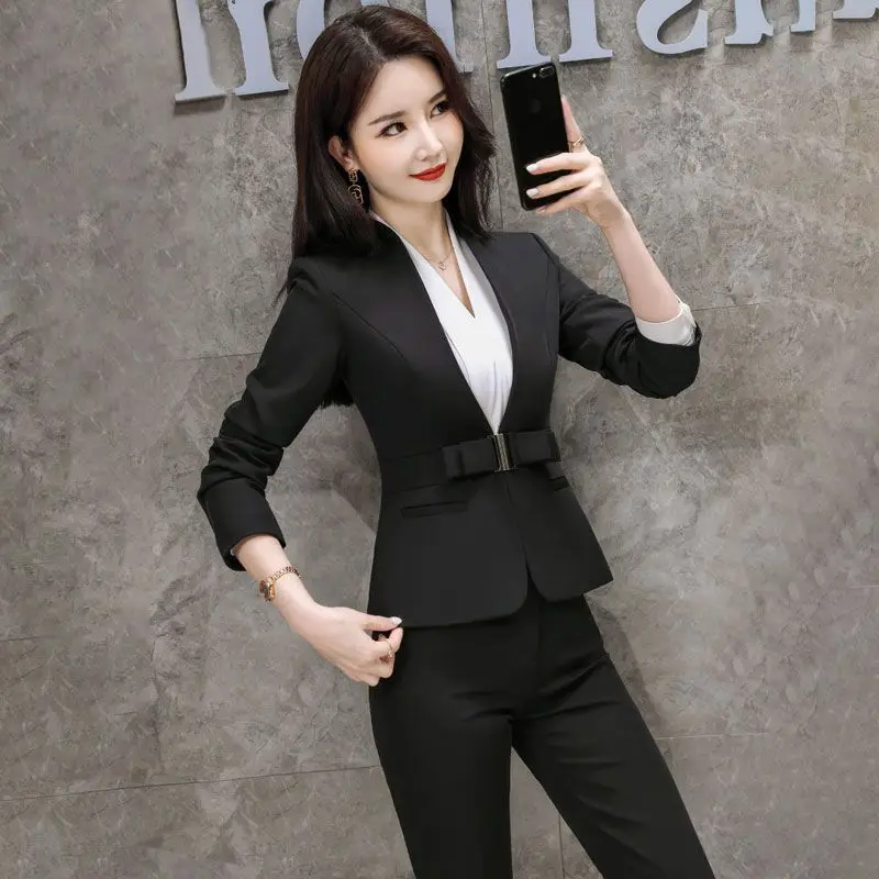 Business Suit Female Temperament Twinset 2023 Spring and Autumn New Stewardess Uniform Hotel Formal Suit Work Clothes