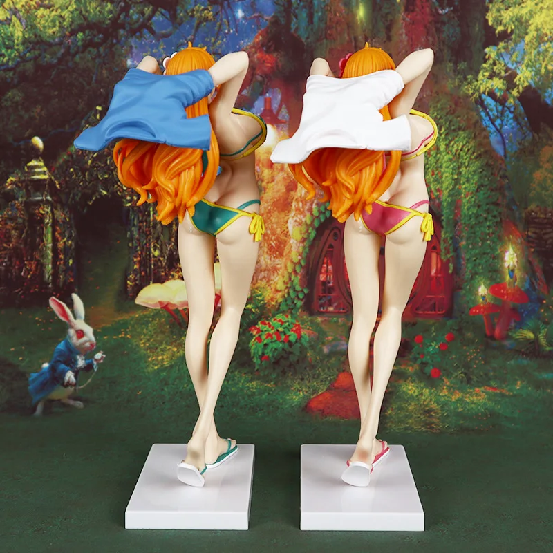 21cm One Piece Nami Figure Girl's On Vacation Nami Red Green Collectible Figurine Toys PVC Action Model Dolls Gifts