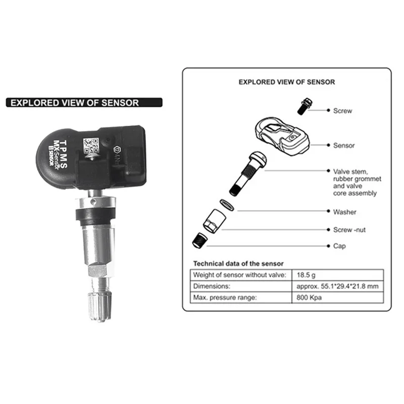 1Pcs Programmable MX Sensor 315MHZ+433MHz Universal 2 in 1 Tire Pressure Monitoring System TPMS Tool-Program For-AUTEL