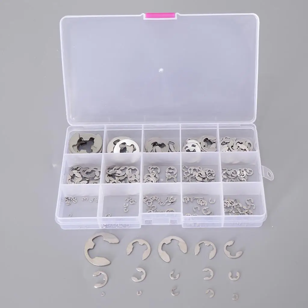 225pcs 304 stainless steel E-circlip Assortment Circlip Kit Snap Ring