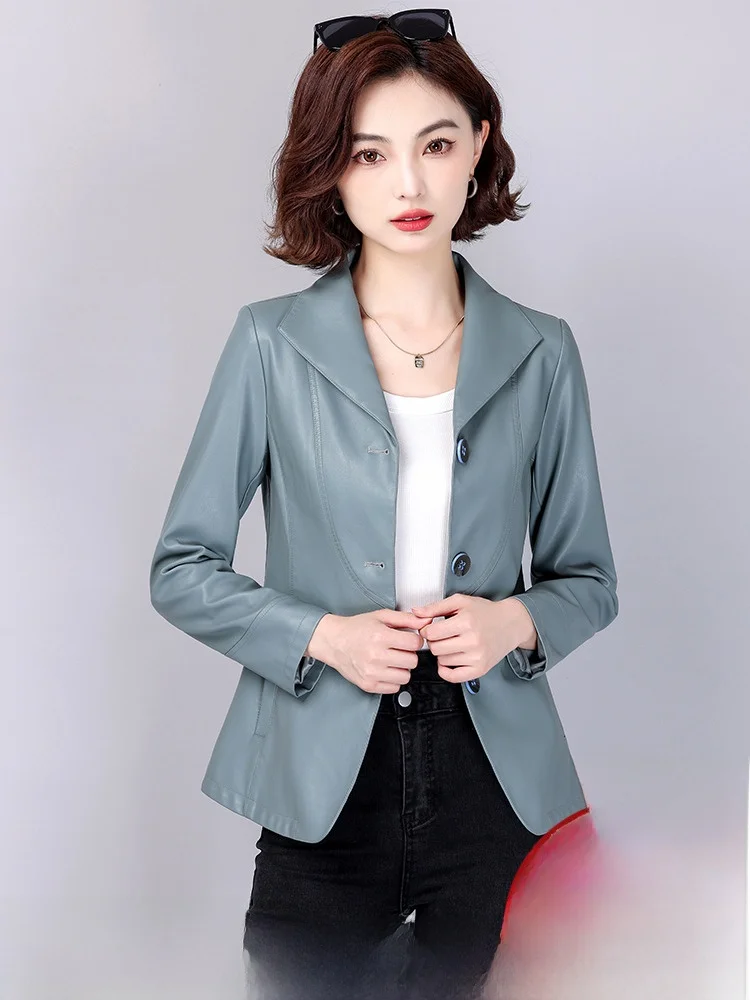  Jaqueta Feminina de Couro Genuíno Ning, Coleção Primavera Outono 2025, Nova Jaqueta Slim de Couro de Carneiro, Estilo Casaco Curto