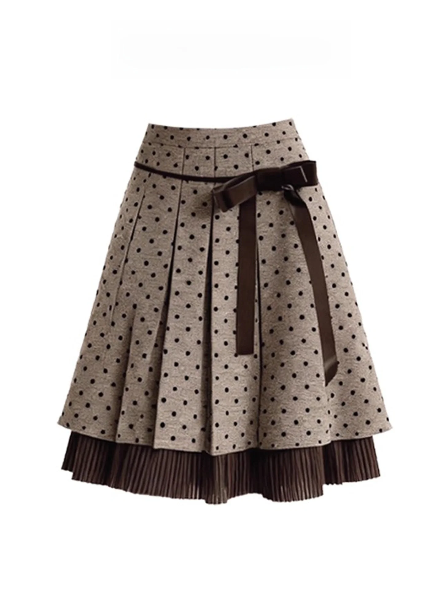 

Шелковая бархатная юбка А-силуэта в клетку для женщин, осенне-зимняя новинка, с завязками, повседневная, из смесового шелка, с высокой талией