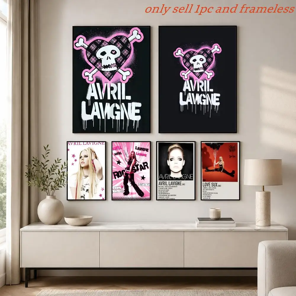 Punk Music A-Avril Lavigne Poster Aesthetic Painting Wall Art Poster Home Bedroom Living Room Decor