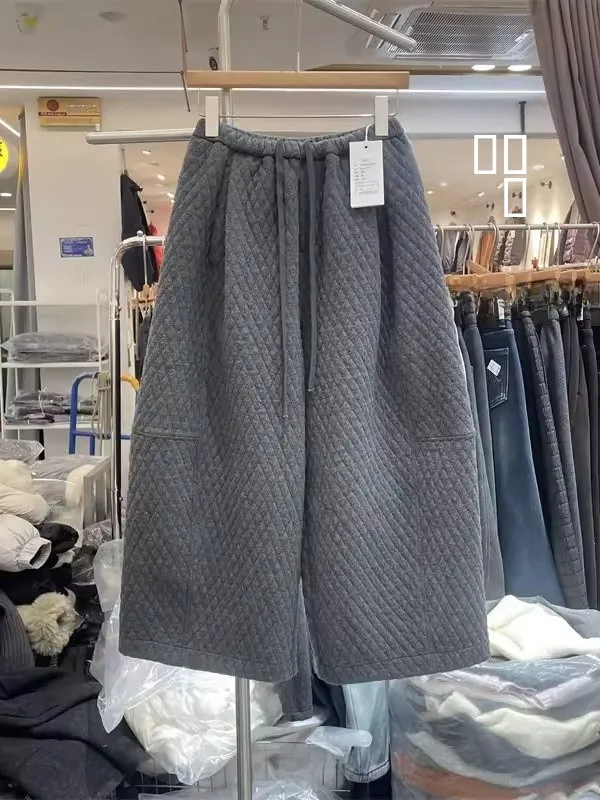 

Женские зимние повседневные брюки больших размеров с высокой талией, утепленные, в клетку, широкие, прямого кроя, с высокой эластичностью