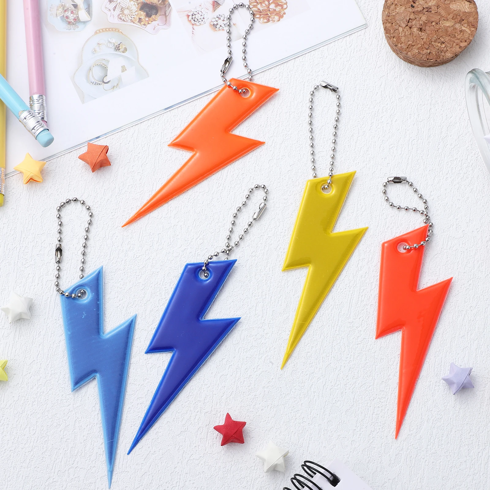 

24Pcs Reflective Pendant Keychain Tags Safety Charms for Backpacks Vibrant Colors Durable Material Night Visibility Enhancement