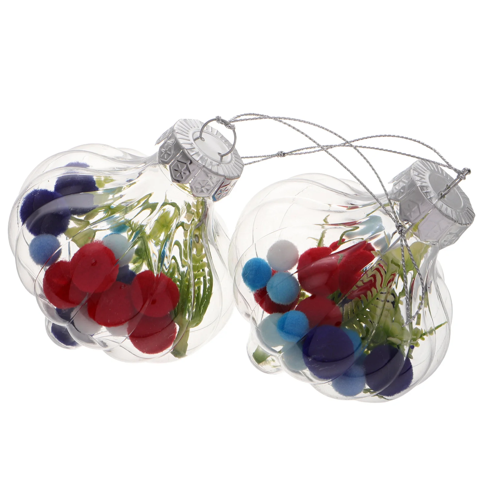 

2Pcs Independence Day Hanging Ornaments Transparent Plastic Balls Lightweight Patriotic Decorations for Party Home Outdoor