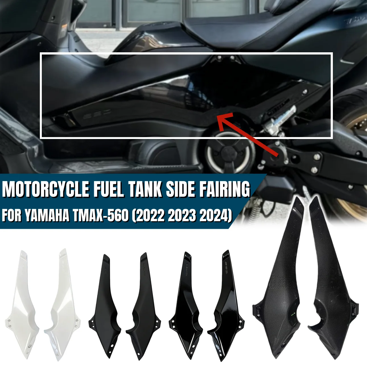 

For Yamaha TMAX 560 tmax560 2022 2023 2024 Motorcycle External Parts Tank Side Panel Fairing ABS Plastic Bodywork Kit