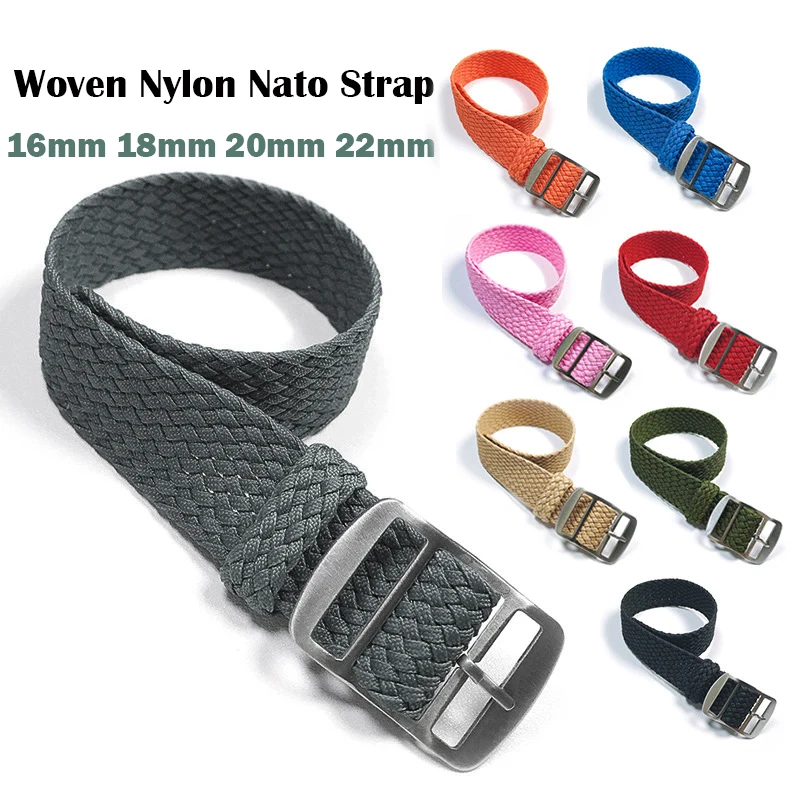 Fabric Woven Bracelet Watch Band Replacement Wristband 14mm 16mm 18mm 20mm 22mm Nylon Strap Watchband