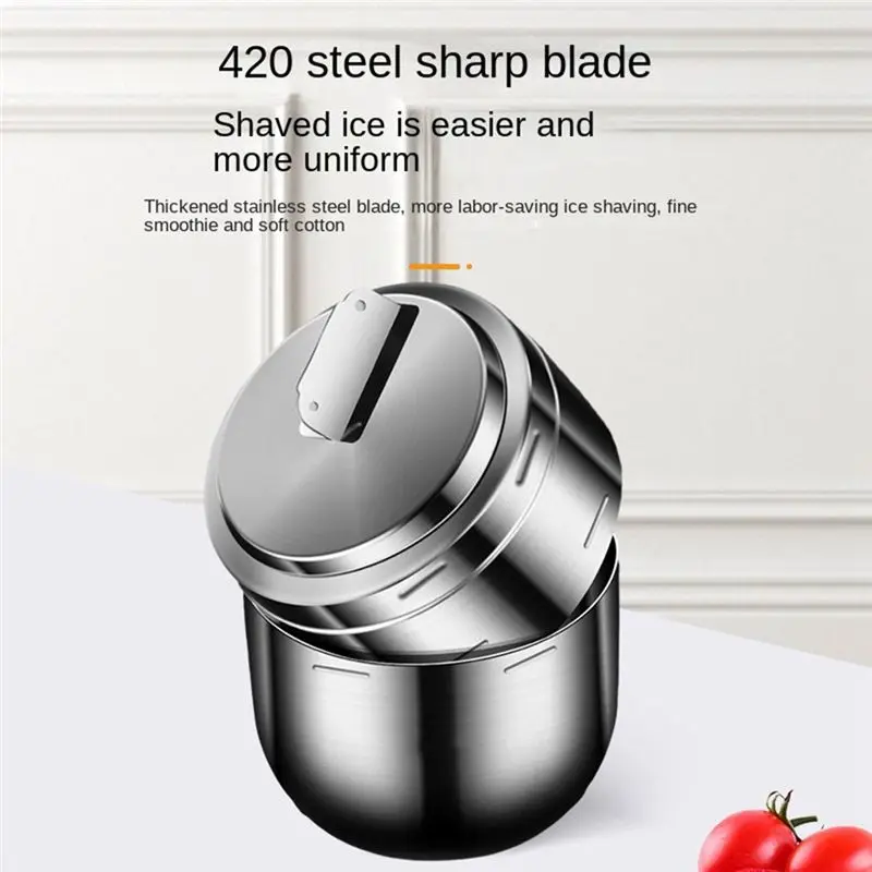 ABAH-Household Manual Hand Operated Shaved Ice Crusher DIY Sand Ice Machine Mein Mein Ice 304 Stainless Steel