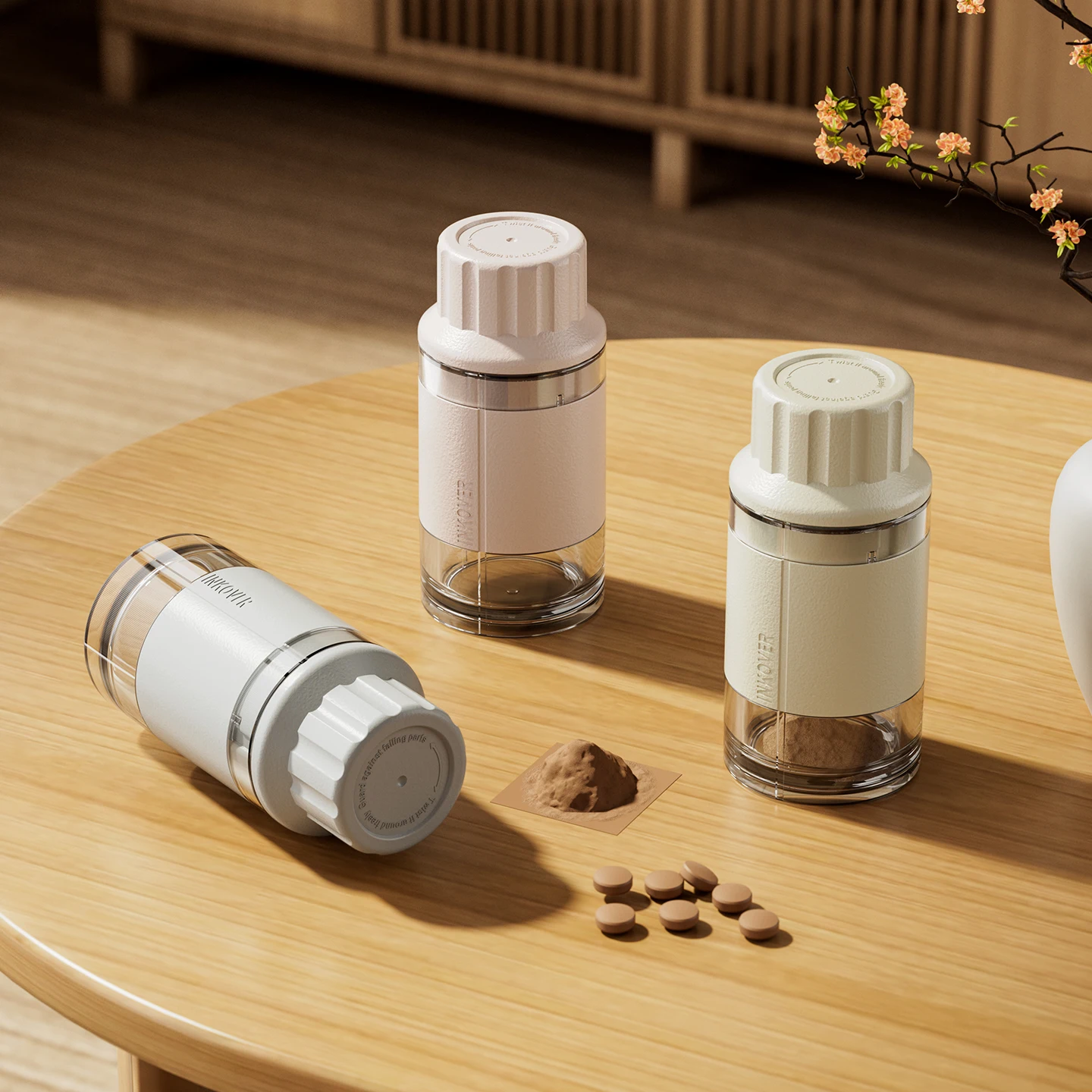 Adjustable Precision Pill Crusher with Ceramic Core,Fine/grit Adjustment,Safe Hygienic Powder Grinder,Storage&Cleaning Brush
