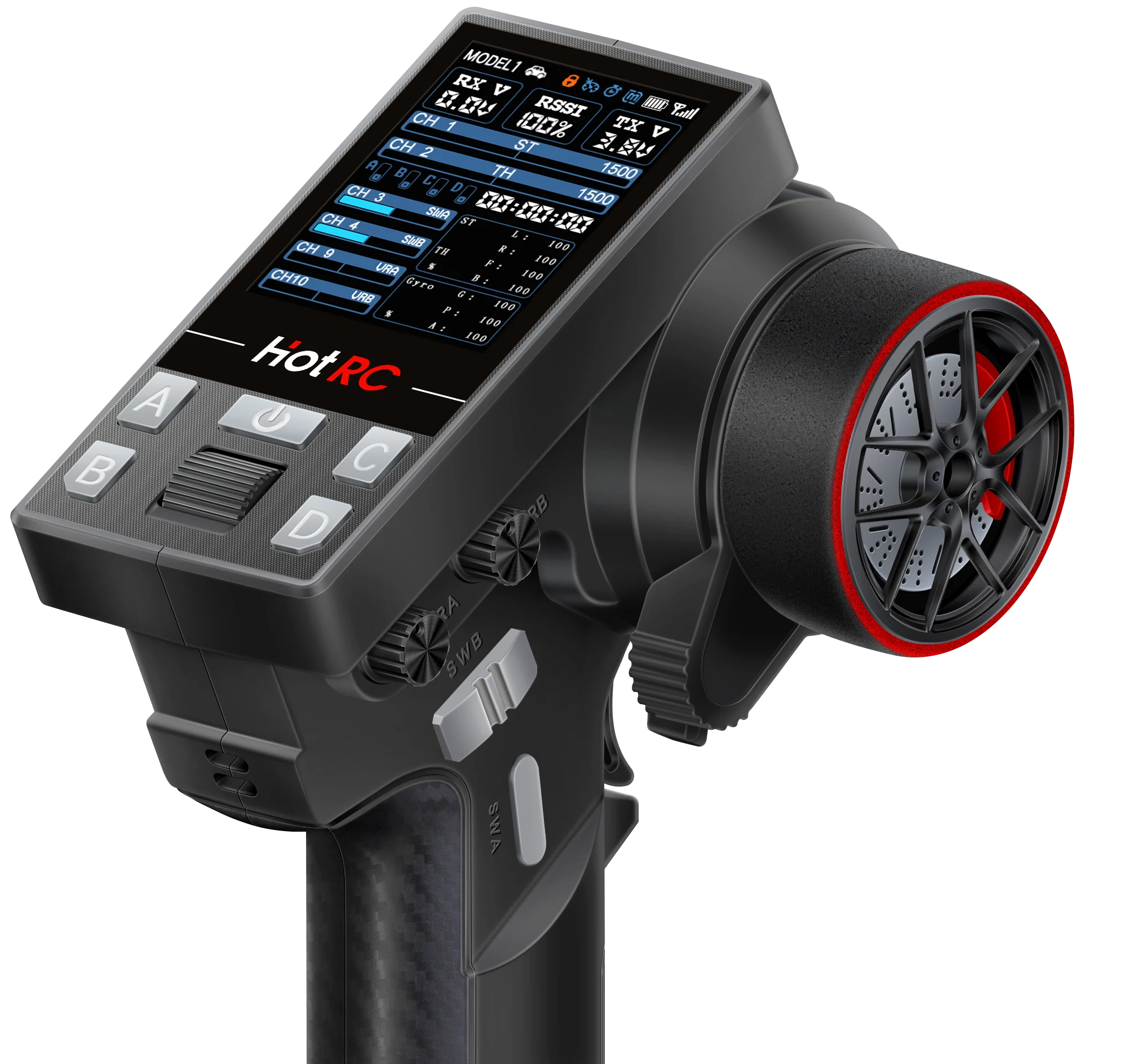 HOTRC CT-10B 10 canais 2.4G transmissor de controle remoto com receptor F-10A para escalada deriva veículo RC carro navio tanque