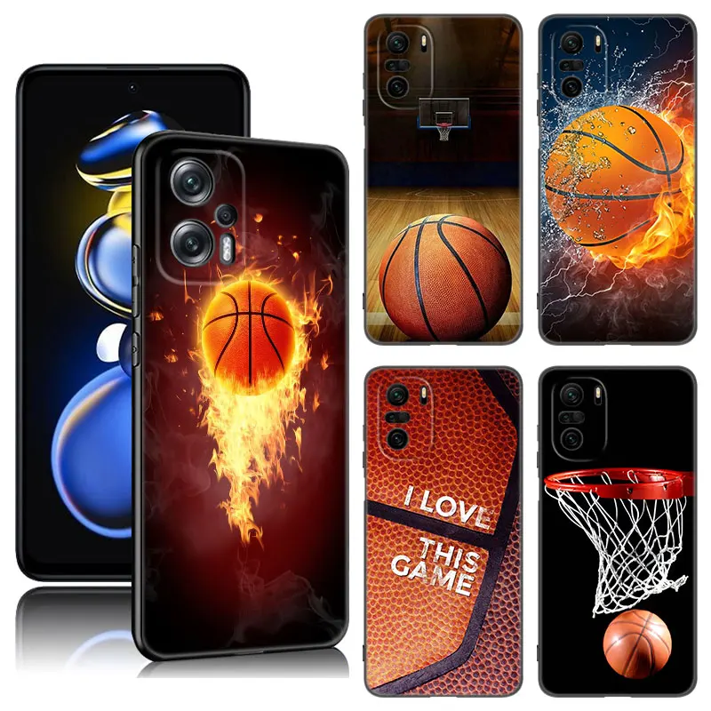 Basketball Basket Black Silicone Phone Case For Xiaomi POCO X3 X4 NFC F5 M3 M4 M6 X5 X6 Pro F3 F4 GT 5G C55 C65 M5