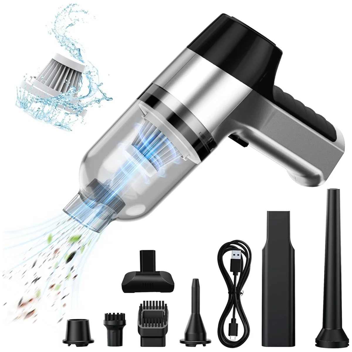 Mini Handheld Vacuum Cleaner Car Handheld Wireless 3In1 Compressed Air Multifunctional Brushless Motor 12KPA High Power