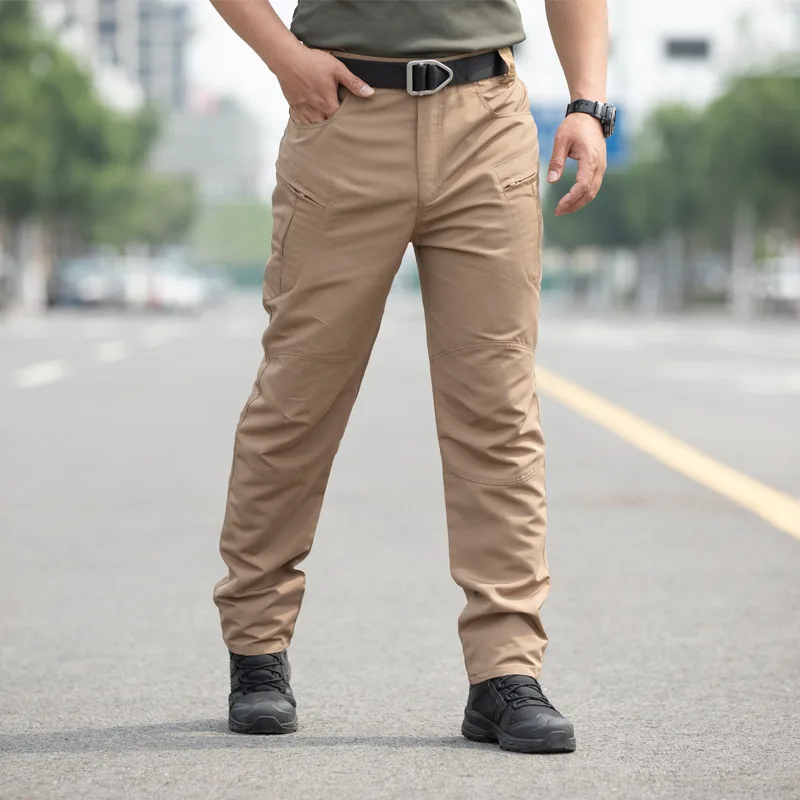 Herren Rip-Stop Taktische Cargohose mit mehreren Reißverschlusstaschen, verschleißfeste gerade Arbeitshose, Outdoor-Wanderhose, Taktikhose – Detail 11