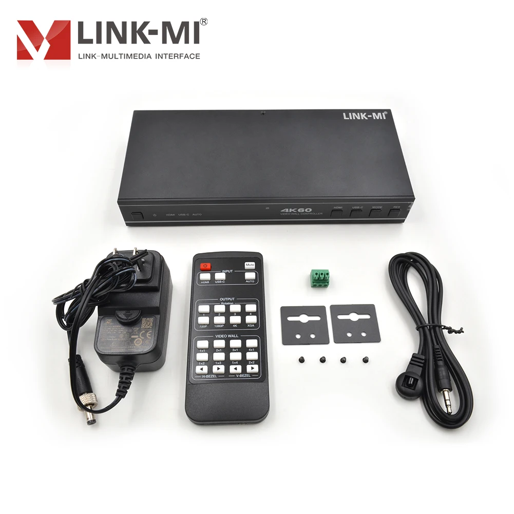 وحدة تحكم حائط فيديو HDMI 1X4 تدعم مدخل USB-C والصوت وRS232 تدعم الصوت البصري وإخراج إزالة تشكيل الصوت التناظري L/R