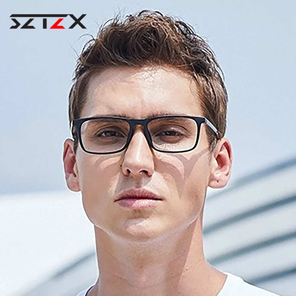 SZTZX New TR90 Photochromic Reading Glasses Fashion Anti-Blue Light Optical Glasses Myopia Hyperopia Customizable Prescription ﻿