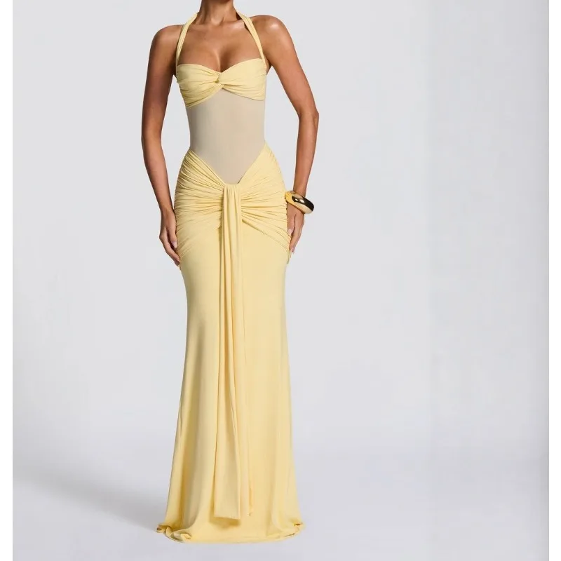 

2026 Temperament Long Dress Mesh Fishtail Streamer Pure Desire Vest Skirt Slim-fitting Hip-wrapped Dress