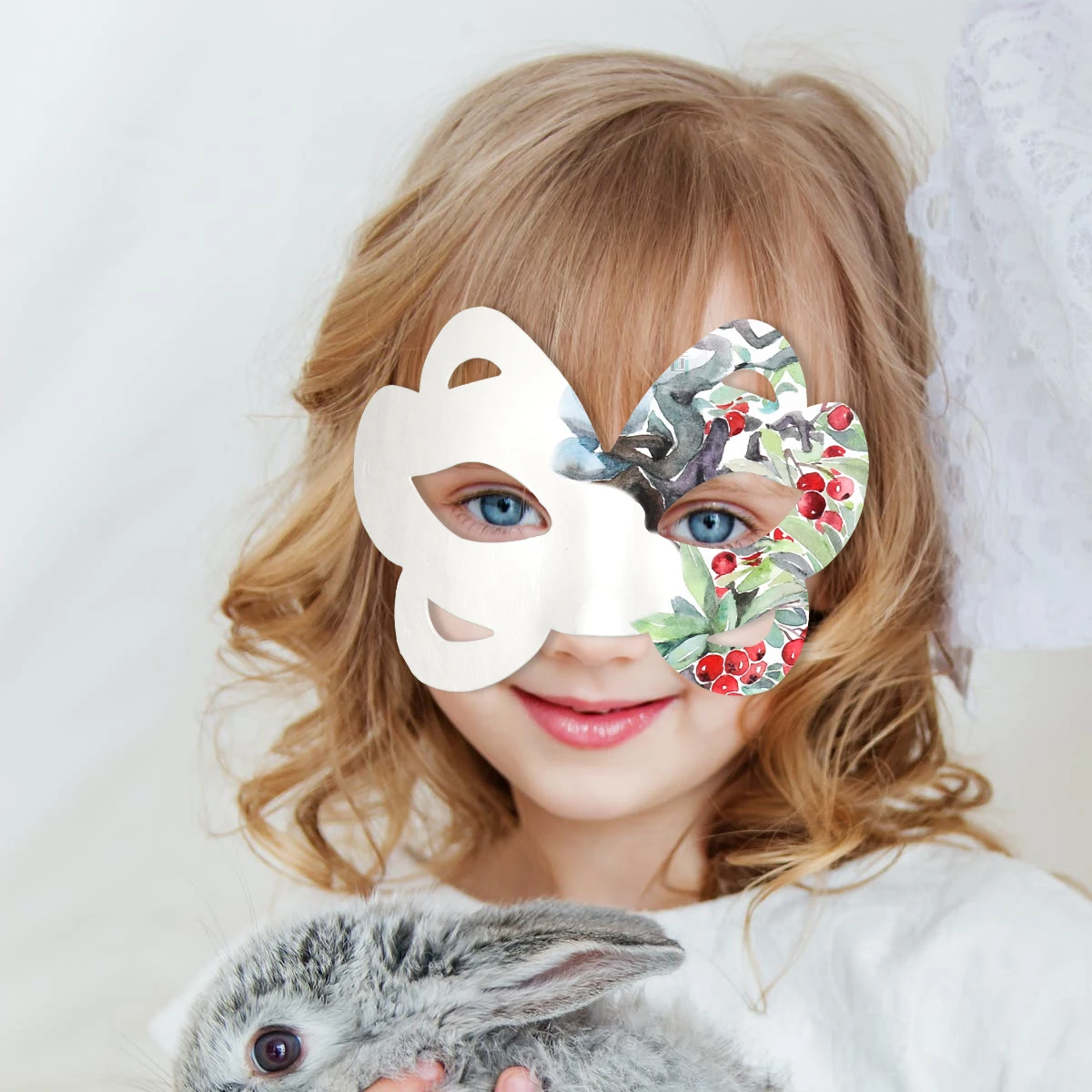 

7Pcs Kids DIY Paper Pulp Masks White Blank Paintable Face Cover for Party Festival Creativity Hand-Painted Masks