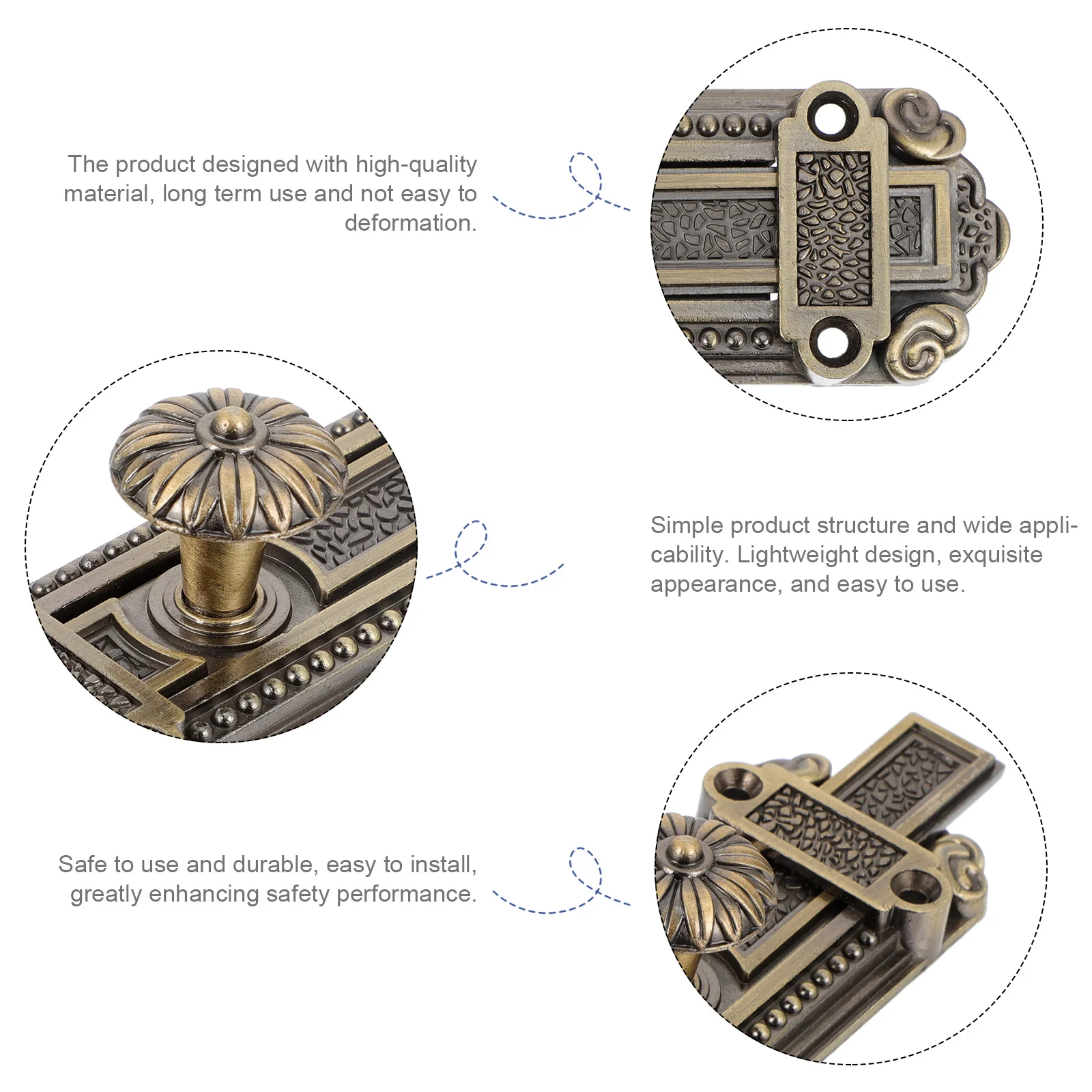 1 pc Zinc Alloy Vintage Slide Door Bolt Lock For Bathroom Kitchen Garage Rust Resistant Lightweight Security Latch Hardware