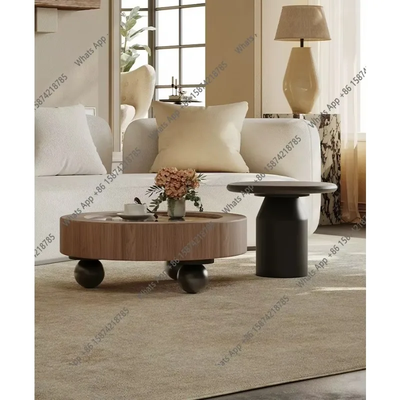 BJ Medieval Style Coffee Table Living Room Minimalist Light Luxury High-end Sense Creative Design Sense Marble Round Coffee Tabl