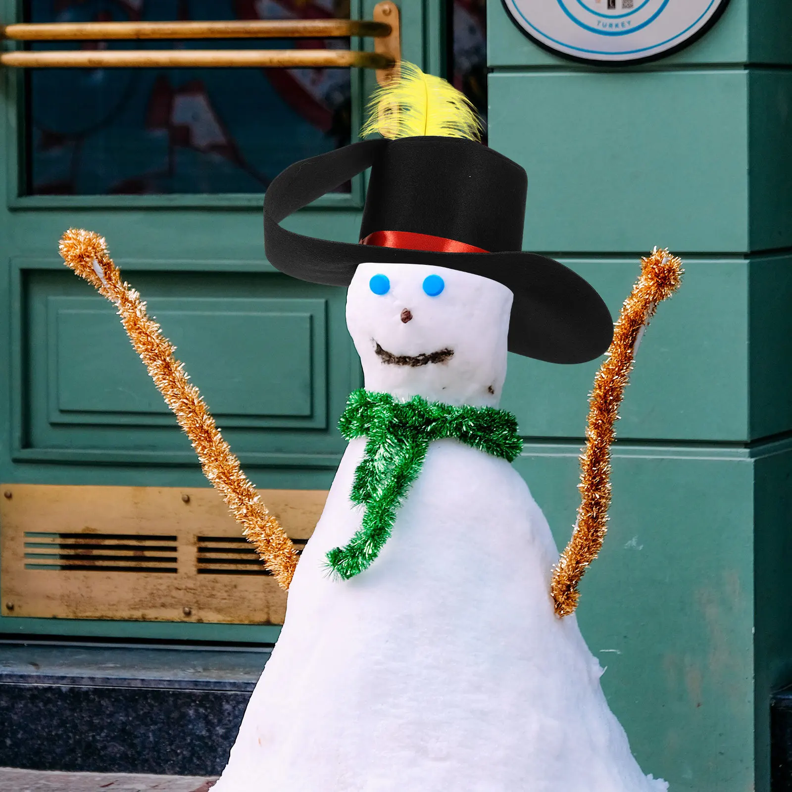 

Christmas Snowman Hat Felt Cap with Plume Decorative Craft Party Supply for DIY Holiday Decoration Snowman Costume Hat