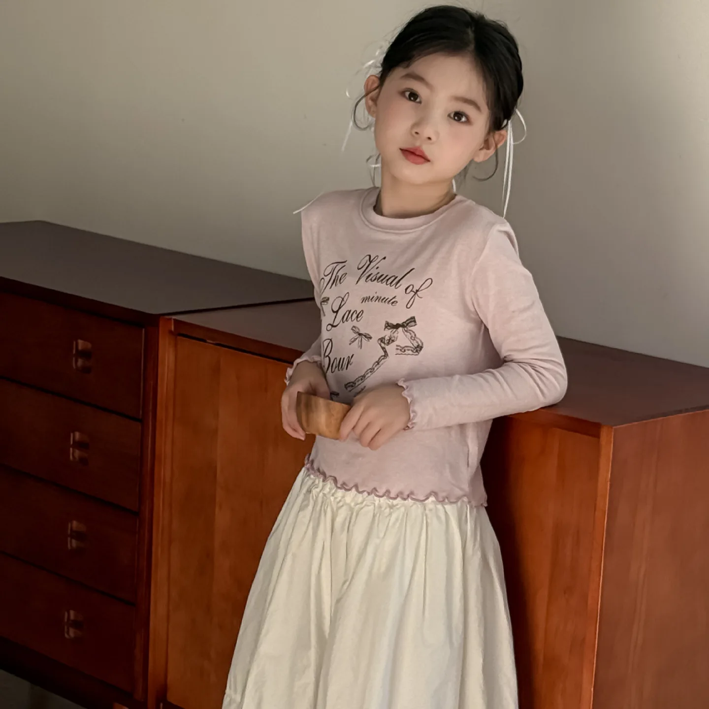 

Girls Undershirt 2025 Spring New Korean Fashion All-match Loose and Cute Long Sleeve Undershirt Trendy