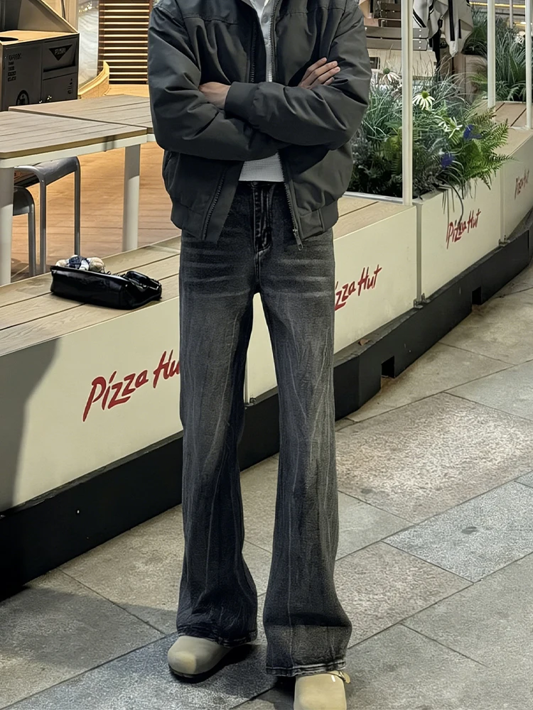 

Мужские весенние джинсы в американском стиле High Street с узором «бамбуковые узлы», прямые, расклешенные, износостойкие, свободные брюки-клеш