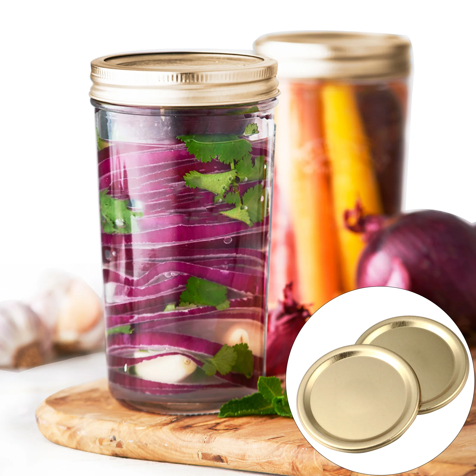 

24Pcs Tin Lids Split-Type Regular Mouth Jar Covers Leak Proof Metal Sealing Caps for Canning Storage Jar Accessories