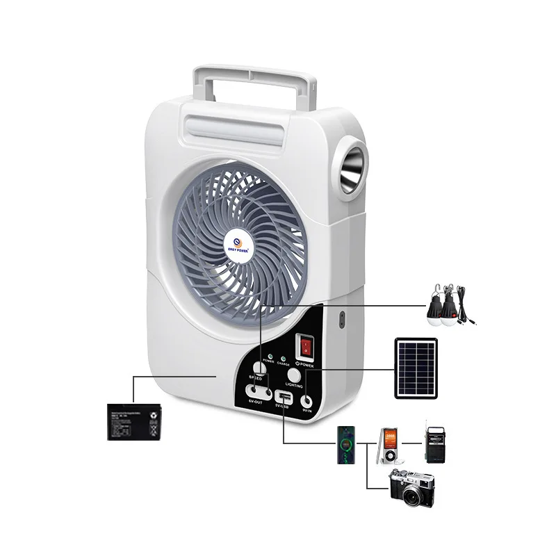 2025 مروحة صغيرة جديدة لسطح المكتب مقاس 8 بوصات للشحن عبر الحدود مع مروحة شحن بالطاقة الشمسية خفيفة قابلة لإعادة الشحن