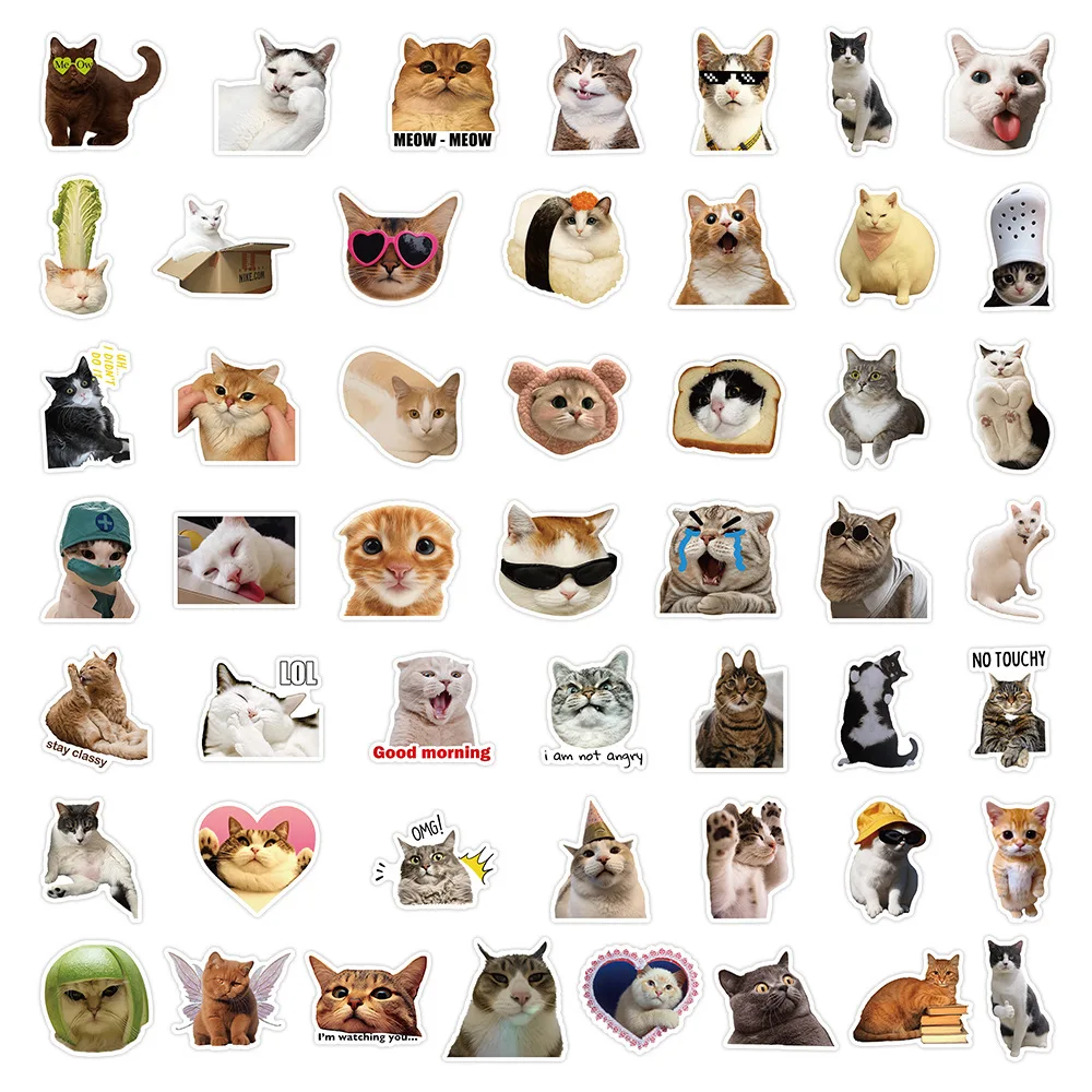 

10/50PCS Good Cat Graffiti Stickers Funny Cartoon Animals DIY Toys Secret for Bottle Scrapbook Travel Bag Aesthetic Decals