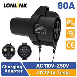 Electric Vehicle Charging Adapter for Type1 J1772 to Teslas Model X Y 3 S for EV Charger Connector EVSE Conversion Gun Socket