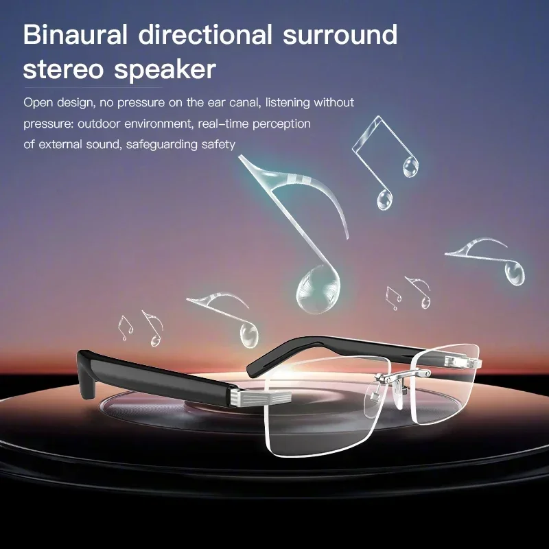 Smart 3D Anti-Blue Voice Control Glasses Wireless Bluetooth  Hands-Free Calling TWS Music Sports Waterproof Eyeglasses