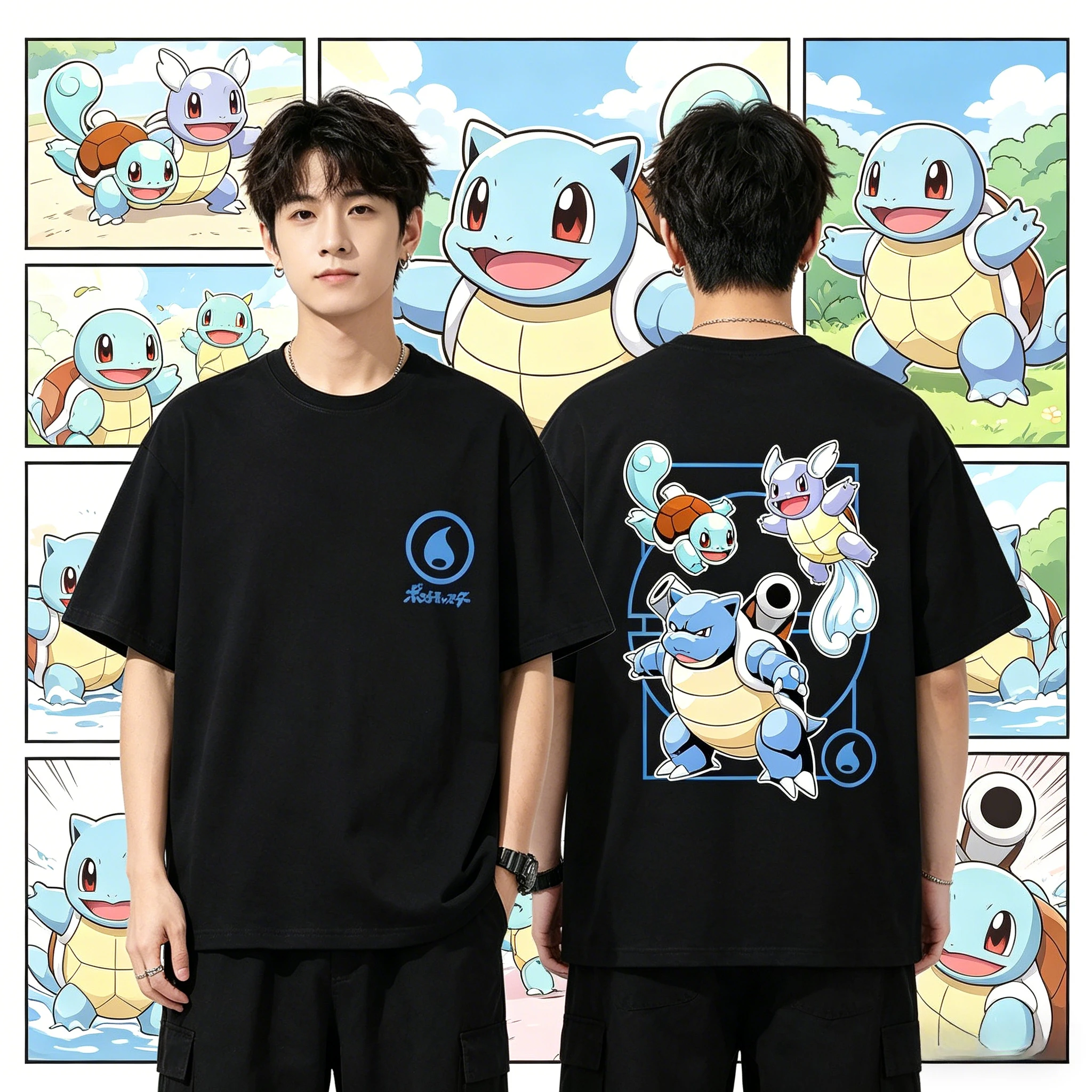 camiseta-de-algodao-pokemon-squirtle-evolution-verao-2026-unissex-casual-respiravel-de-secagem-rapida-tamanhos-grandes-para-familia-esportiva