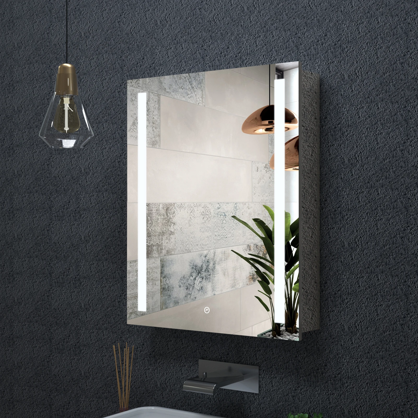 High quality Medicine Cabinet Custom Durable Aluminum Wall Mounted LED Lighted Smart Bathroom Mirror Cabinet