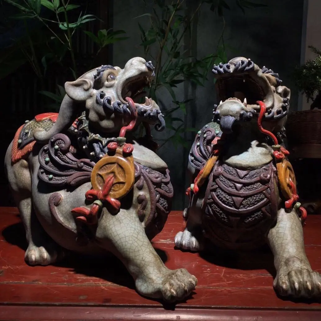 Home Ornament Office Feng Shui Pixiu A pair of ceramic high-end lucky Pixiu