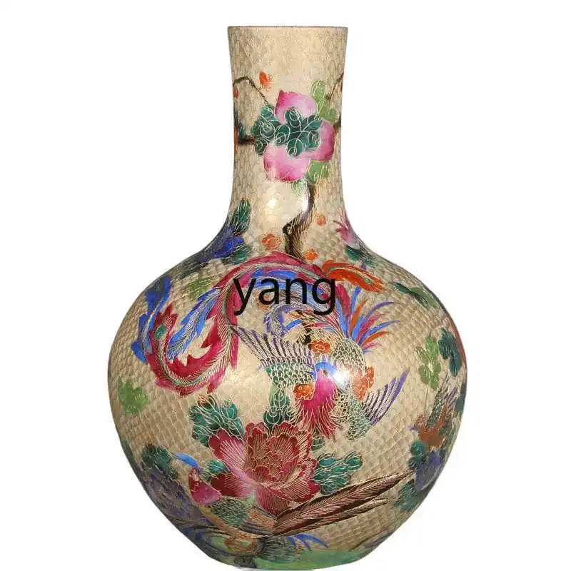 

TGF Jingdezhen ceramics antique hand-painted filigree enamel phoenix celestial ball vase