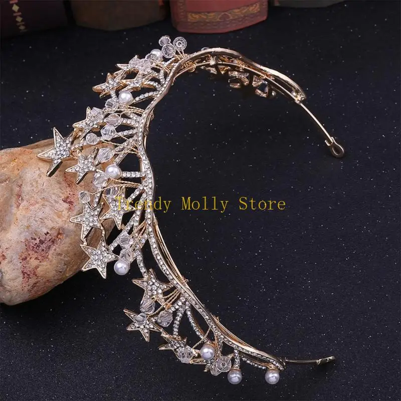 

N5KB Bridal Shower Headband Female Hair Jewelry Women Decorative Crowns Hairhoops