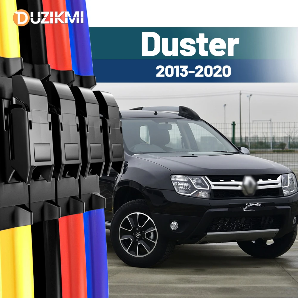

For Renault Duster 2013-2020 2014 2015 2016 2017 2018 2019 2pcs Front Windshield Windscreen Wiper Blades Red Blue