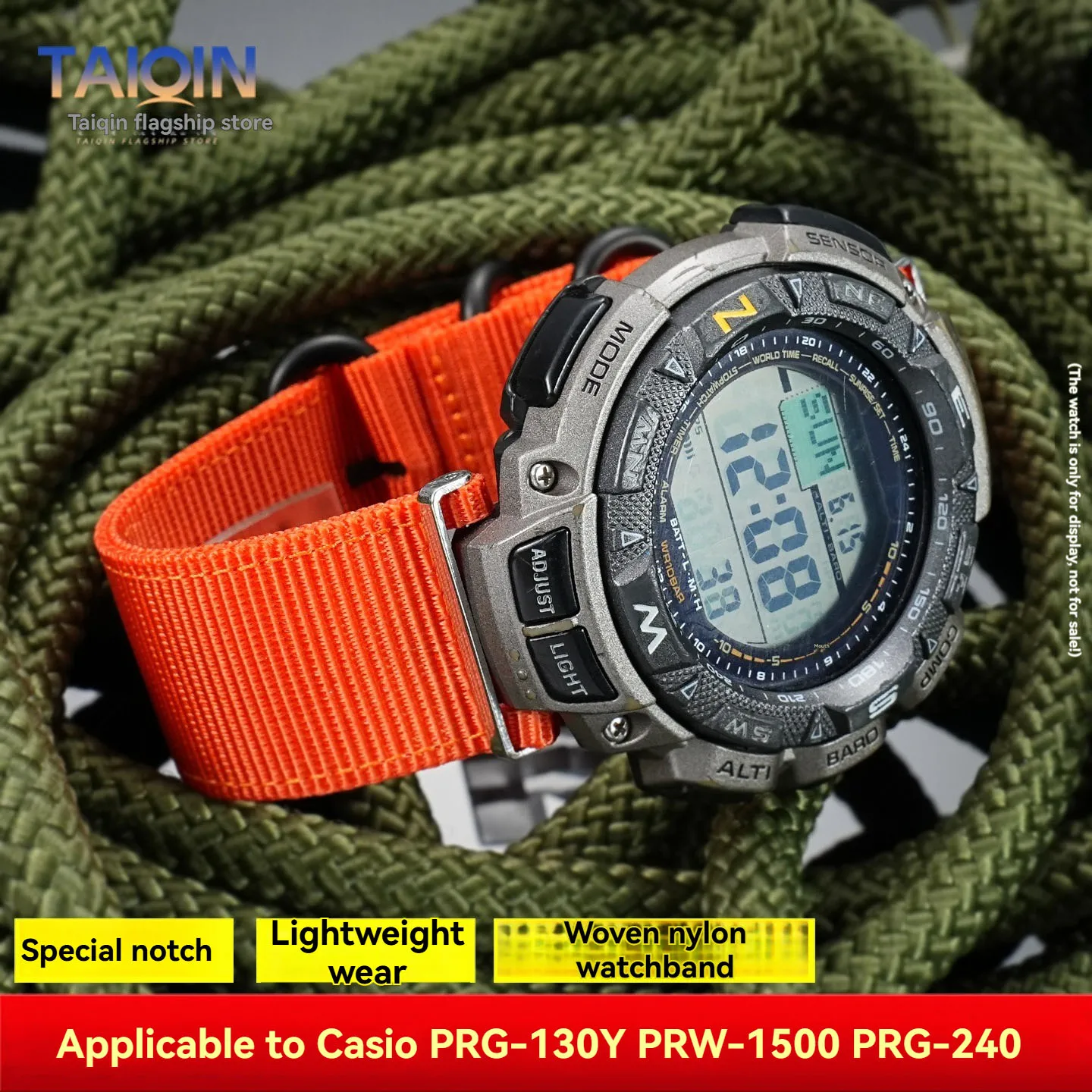 17mm Concave Joint Modify Tnylon Watch Strap For Casio PRG-240/130Y/T PRW-1500 Canvas Watchband Men's Watch Bracelet
