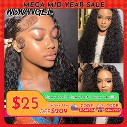 WOWANGEL Curly Wigs 250% 13x6 HD Lace Front Wigs 34in Water Wave Glueless Human Hair Wigs Pre Plucked Remy Brazilian Hair