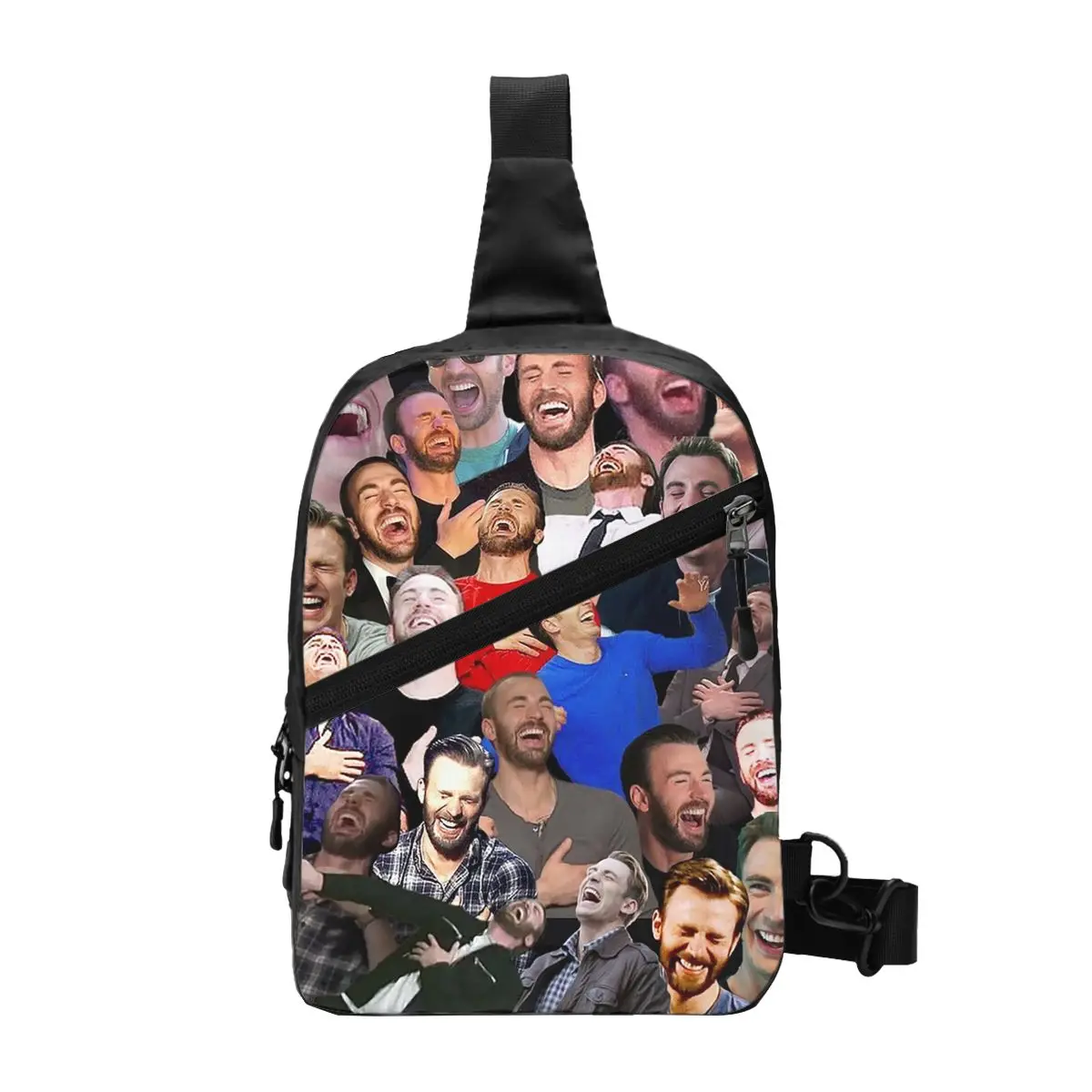 Chris Evans Laughing Chest Bag Men Sling Crossbody Backpack Chest Bag Traveling Hiking Daypack Shoulder Bag