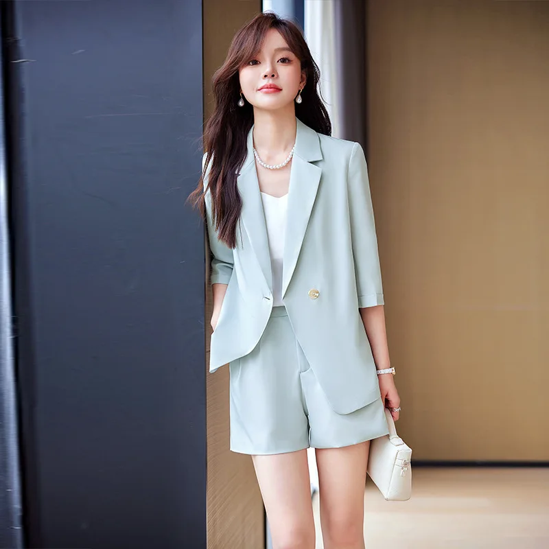 Women's Three-Quarter Sleeve Suit Jacket Summer2024New Style Casual Fashion Loose Temperament Suit Shorts Suit