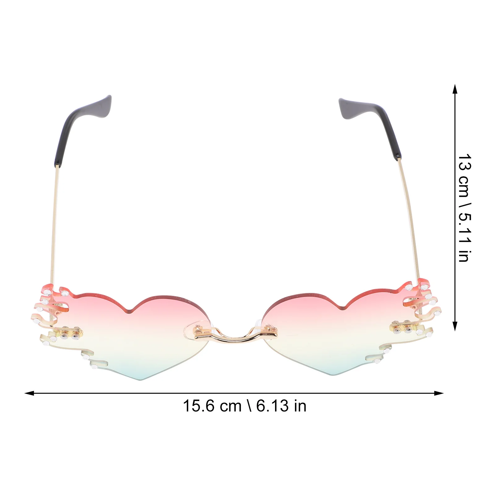 

1Pair Heart Flame Fashion Frameless Sunglasses Party Eyeglasses Props Durable Creative Design Flame Shaped Eyeglasses